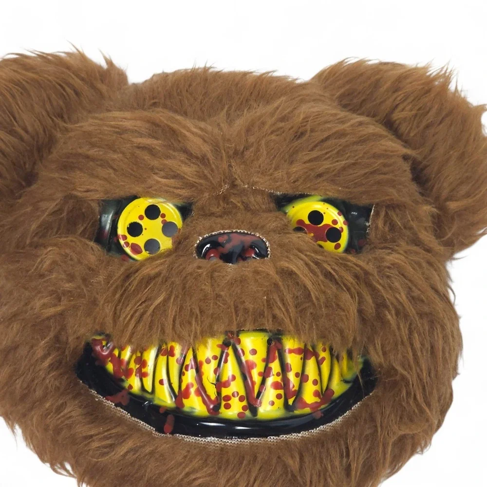 Spirit Halloween Scary Evil Bear Mask Brown Furry Horror Teddy Blood Teeth Creep - Picture 3 of 14